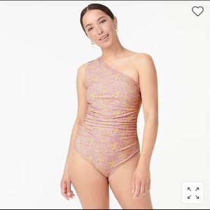 J. Crew Swimsuit, Eco ruched one-shoulder one-piece in beach paisley, NEW w/ tag